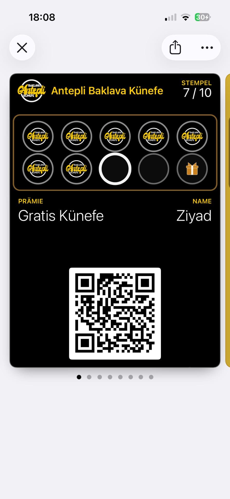 Antepli-Kuenefe-Stempelkarte im Apple Wallet
