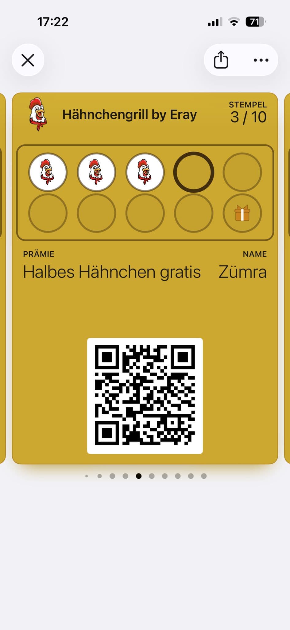 Haehnchengrill-Stempelkarte im Apple Wallet
